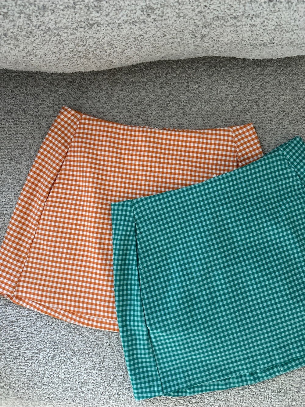 Urban Outfitters Orange & Teal Gingham Mini Skirts